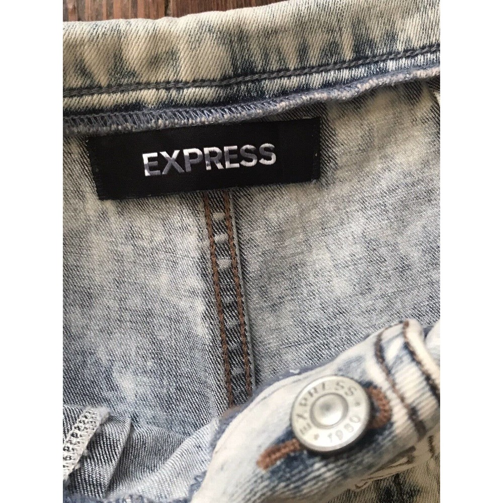 Express Ankle Legging Mid Rise Button Fly Jeans Light Wash Denim 6 R Repreve - Picture 6 of 9
